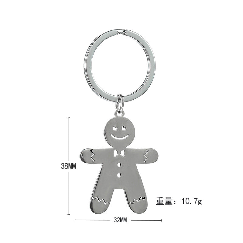 Wholesale Christmas Cartoon Gingerbread Man Stainless Steel Keychain